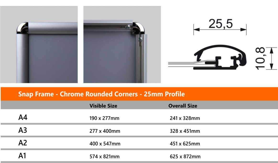 chrome corner snap frames